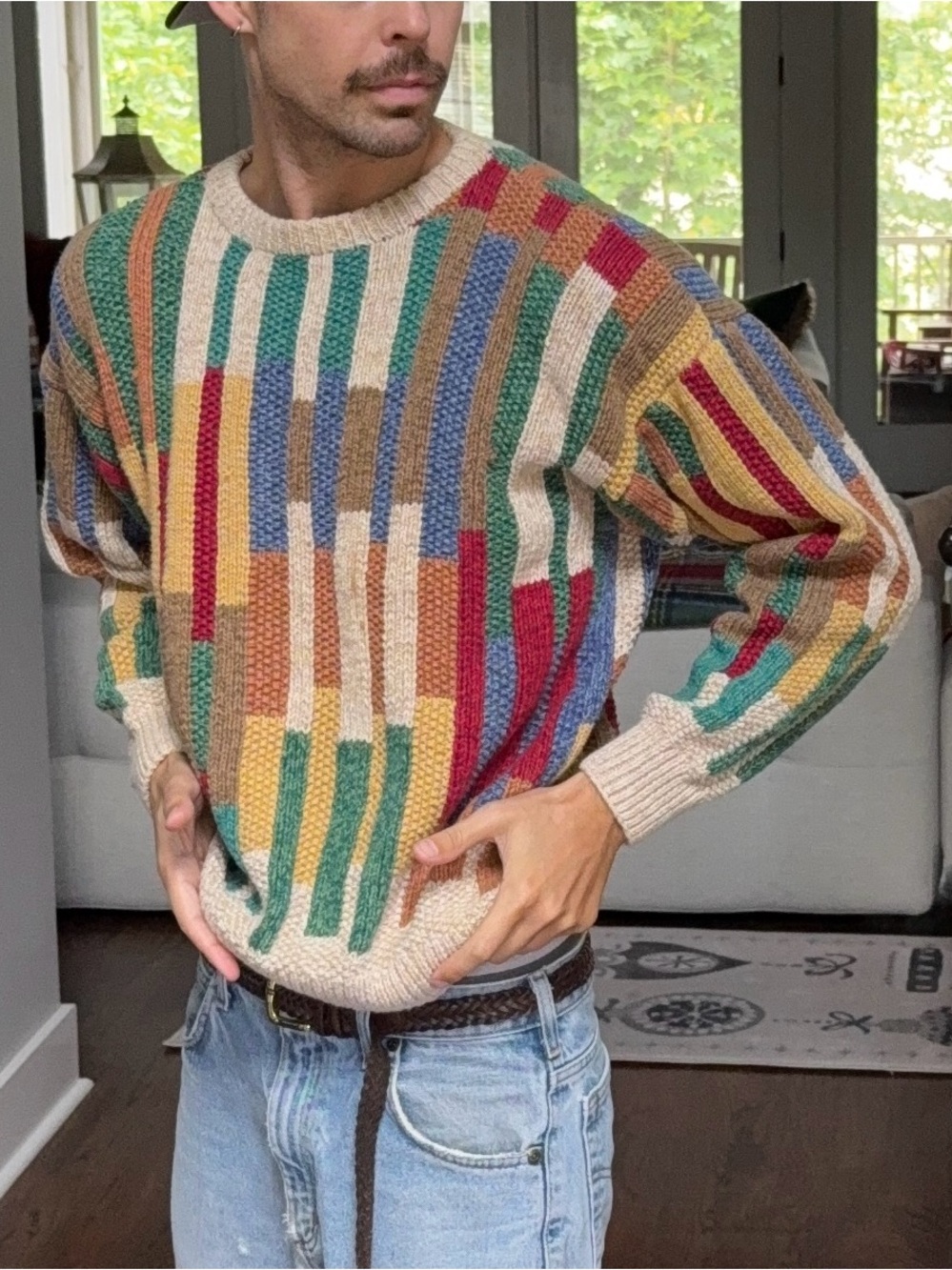 🎨 Vintage Norman Thompson Heavy Knit Grandpa Coogi Style Sweater